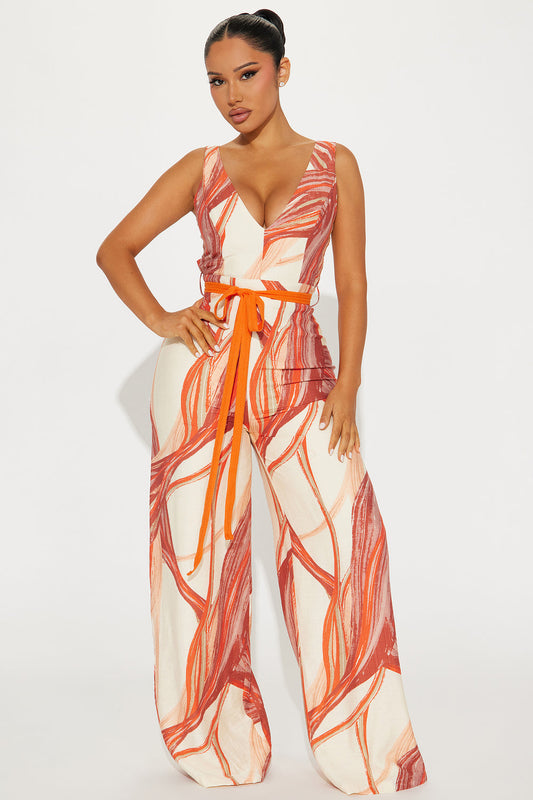 Tropical Sand Jumpsuit - Orange/combo